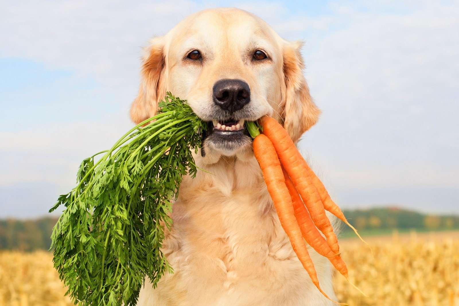 Dog with carrots