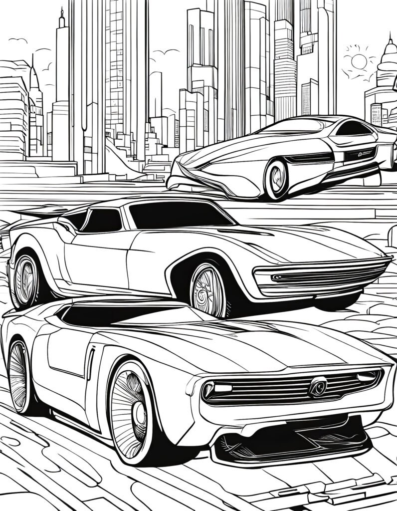 Free coloring page for Children and Adults. Cars theme.