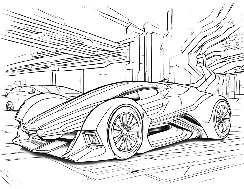 Free coloring page for Children and Adults. Cars theme.