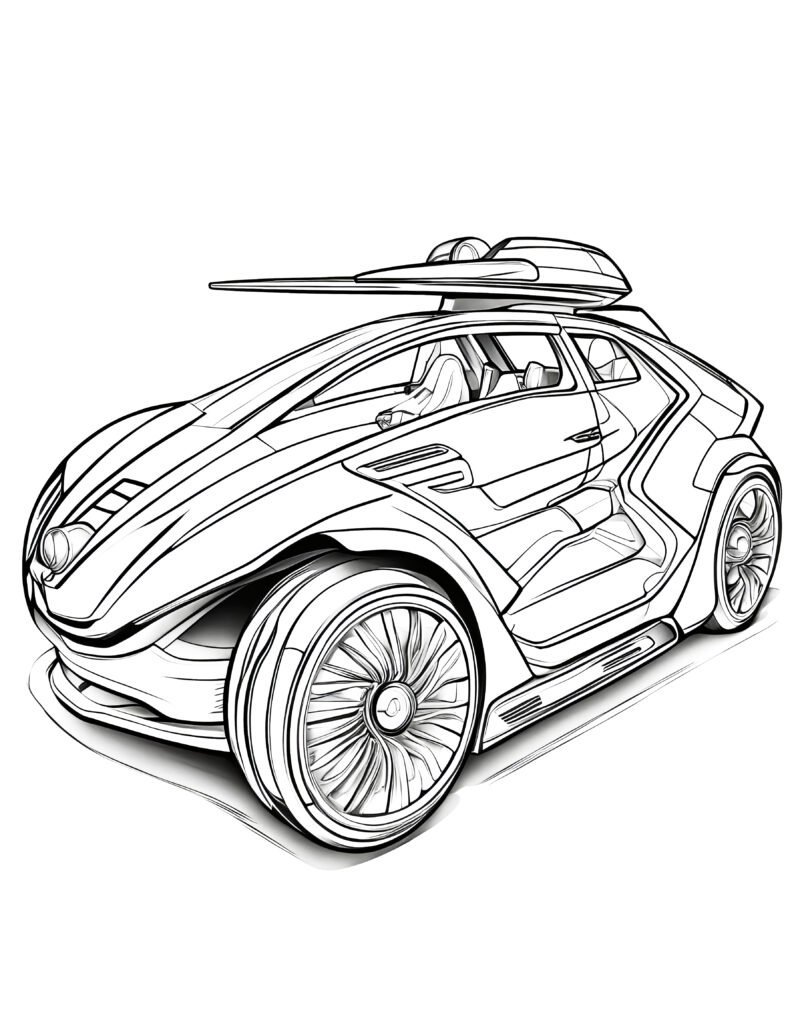 Free coloring page for Children and Adults. Cars theme.