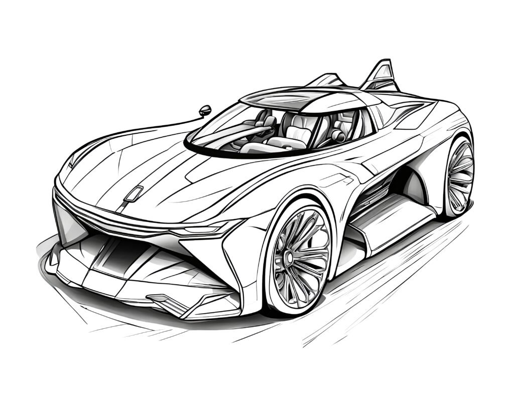 Free coloring page for Children and Adults. Cars theme.