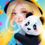 panda-the-little-girl-animal-friends