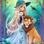 lion-the-little-girl-animal-friends