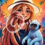 monkey-the-little-girl-animal-friends