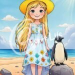 penguin-the-little-girl-animal-friends