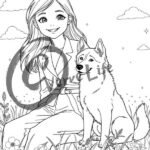 dog-the-little-girl-animal-friends-coloring