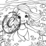 fish-the-little-girl-animal-friends-coloring